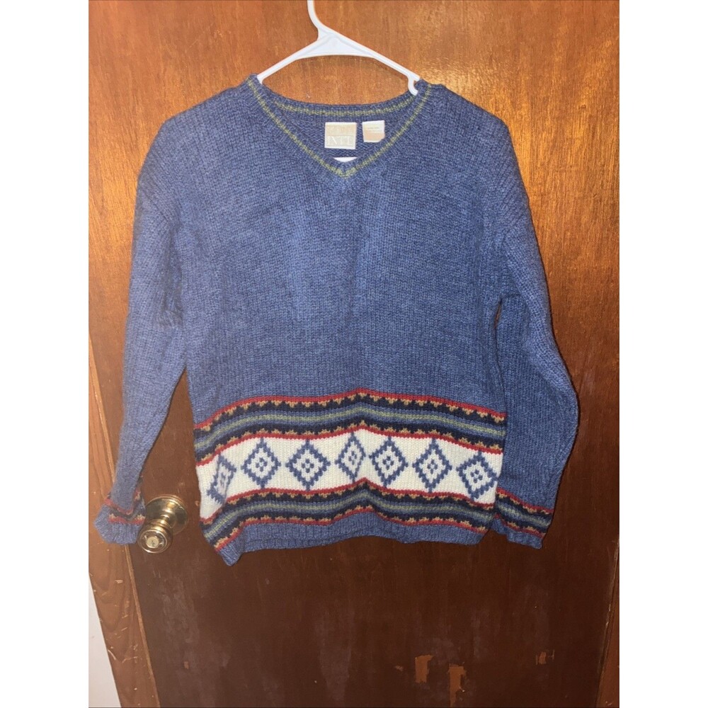 Moda international Women’s Blue Knitted Sweater Size Small 100% Wool